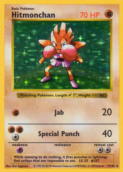 Hitmonchan 007/102 Unlimited Base Set Shadowless