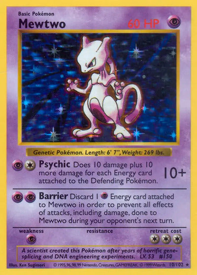 Mewtwo 010/102 Unlimited Base Set Shadowless