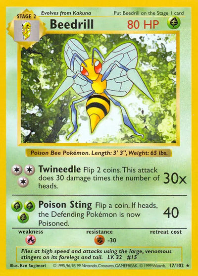 Beedrill 017/102 Unlimited Base Set Shadowless