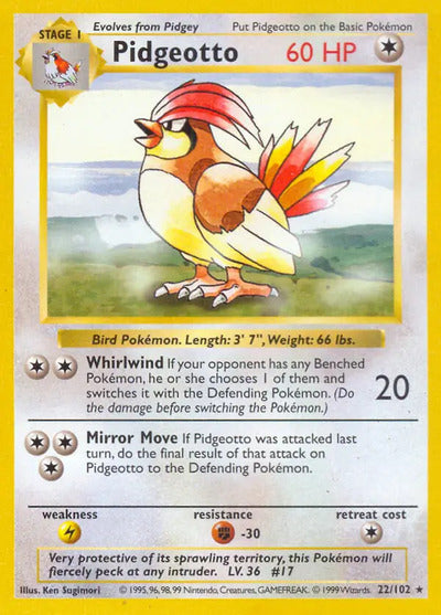 Pidgeotto 022/102 Unlimited Base Set Shadowless