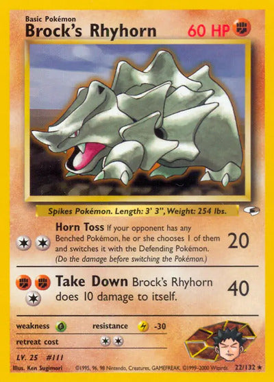 Brock's Rhyhorn (22) 022/132 Unlimited Gym Heroes