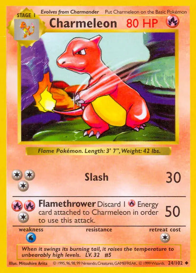Charmeleon 024/102 Unlimited Base Set Shadowless