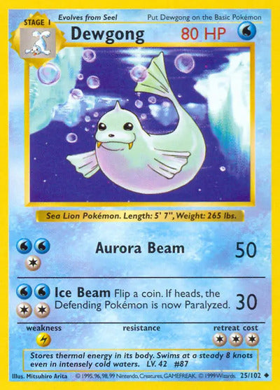 Dewgong 025/102 Unlimited Base Set Shadowless