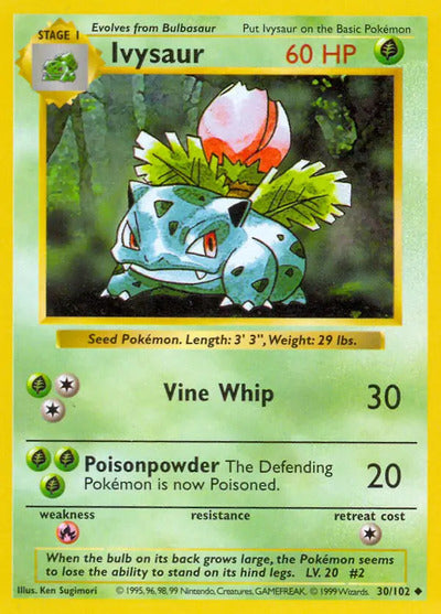 Ivysaur 030/102 Unlimited Base Set Shadowless