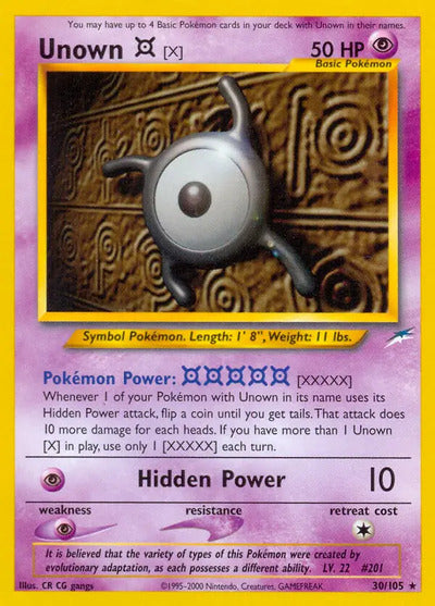Unown [X] 030/105 Unlimited Neo Destiny