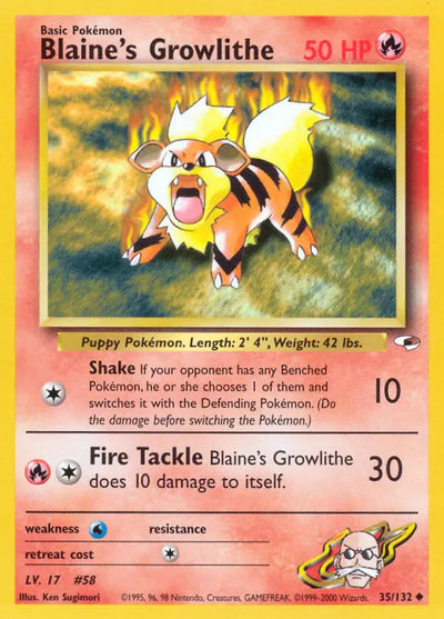 Blaine's Growlithe (35) 035/132 Unlimited Gym Heroes