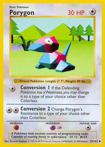 Porygon 039/102 Unlimited Base Set Shadowless