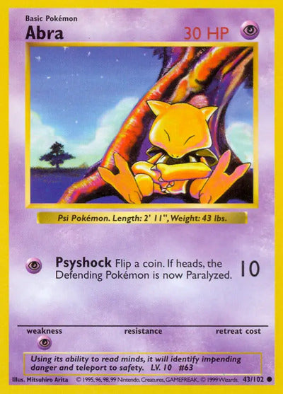 Abra 043/102 Unlimited Base Set Shadowless