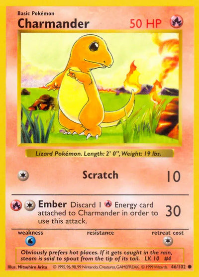Charmander 046/102 Unlimited Base Set Shadowless