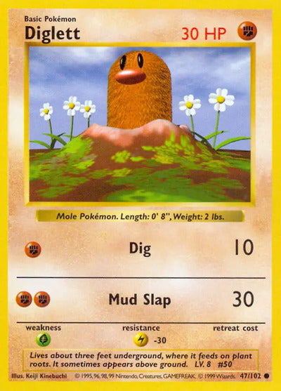 Diglett 047/102 Unlimited Base Set Shadowless