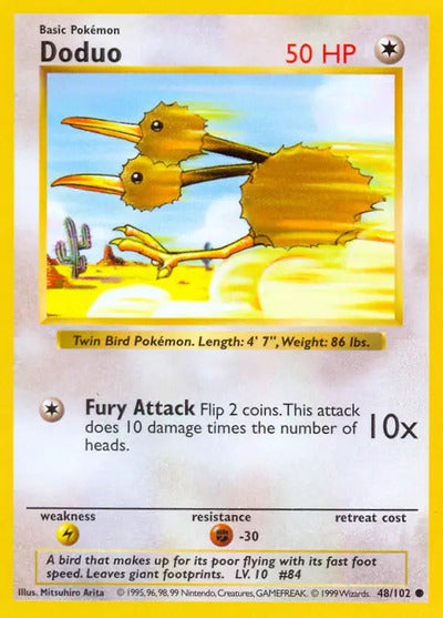 Doduo 048/102 Unlimited Base Set Shadowless