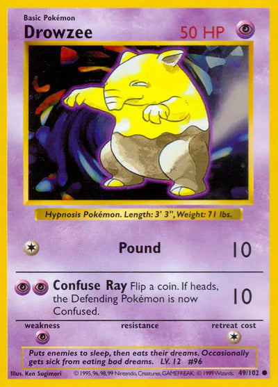 Drowzee 049/102 Unlimited Base Set Shadowless