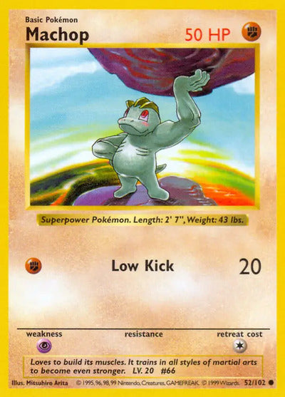 Machop 052/102 Unlimited Base Set Shadowless