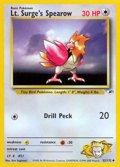 Lt. Surge's Spearow (52) 052/132 Unlimited Gym Heroes