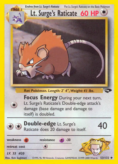 Lt. Surge's Raticate 053/132 Unlimited Gym Challenge