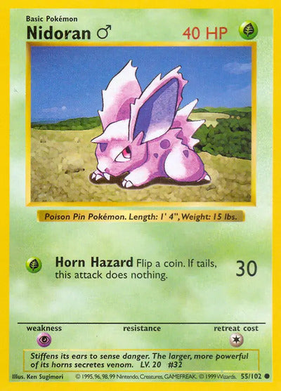 Nidoran M 055/102 Unlimited Base Set Shadowless
