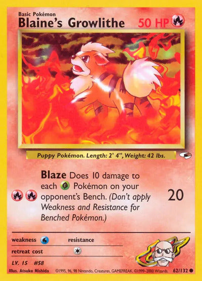 Blaine's Growlithe (62) 062/132 Unlimited Gym Heroes