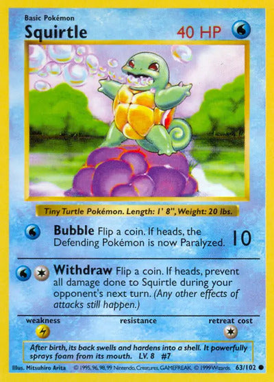 Squirtle 063/102 Unlimited Base Set Shadowless
