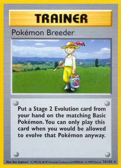 Pokemon Breeder 076/102 Unlimited Base Set Shadowless