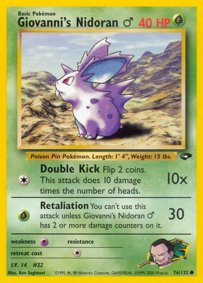Giovanni's Nidoran M 076/132 Unlimited Gym Challenge