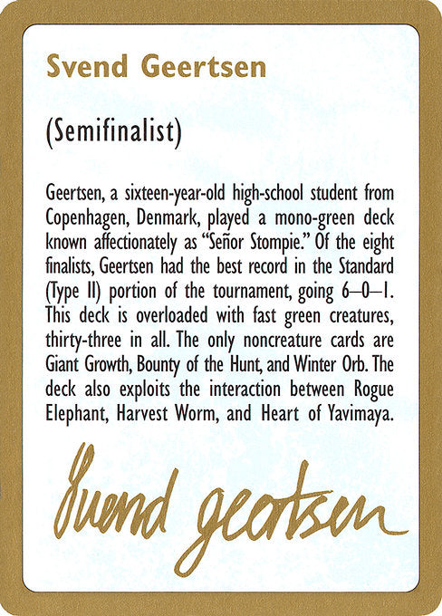 WC97: 1997 Svend Geertsen Biography Card