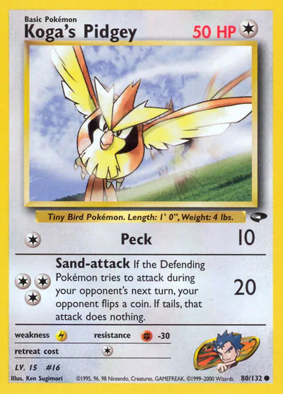 Koga's Pidgey (80) 080/132 Unlimited Gym Challenge
