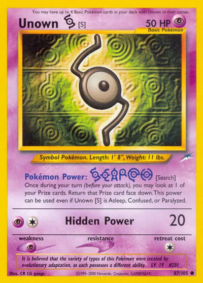 Unown [S] 087/105 Unlimited Neo Destiny