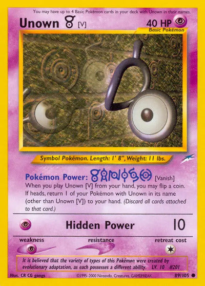 Unown [V] 089/105 Unlimited Neo Destiny