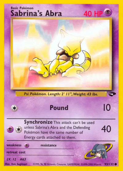 Sabrina's Abra (93) 093/132 Unlimited Gym Challenge