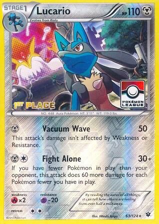 PR: Lucario - 63/124 (Pokemon League) [1st Place] (Reverse Holofoil)