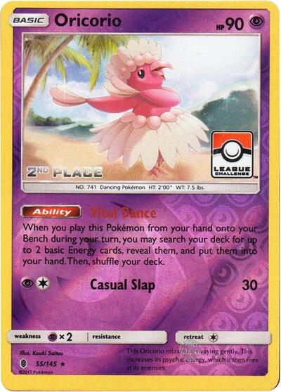 PR: Oricorio - 55/145 (League Challenge) [2nd Place] (Reverse Holofoil)