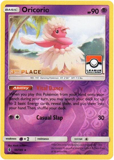 PR: Oricorio - 55/145 (League Challenge) [3rd Place] (Reverse Holofoil)