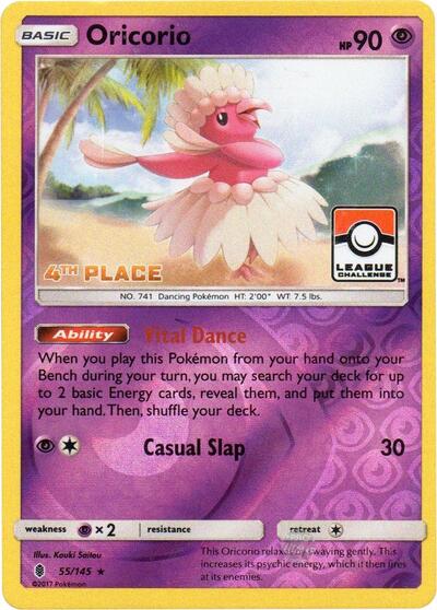 PR: Oricorio - 55/145 (League Challenge) [4th Place] (Reverse Holofoil)