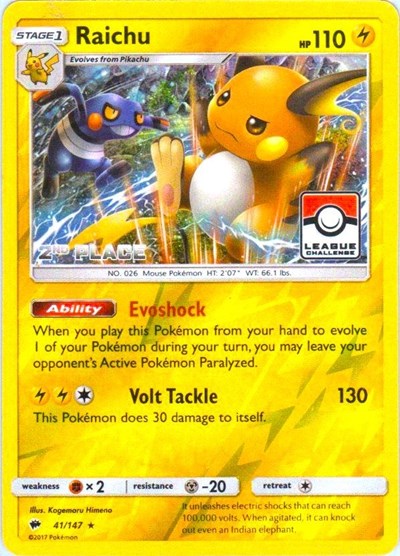 PR: Raichu - 41/147 (League Challenge) [2nd Place] (Reverse Holofoil)