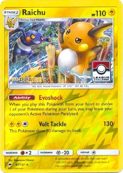 PR: Raichu - 41/147 (League Challenge) [1st Place] (Reverse Holofoil)