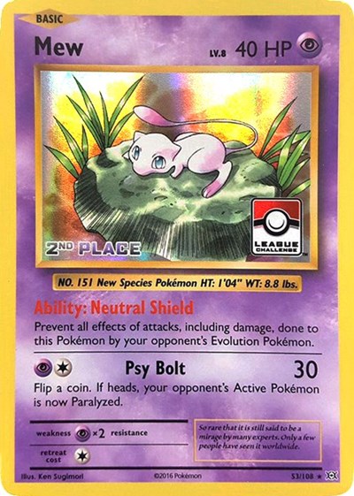 PR: Mew - 53/108 (League Challenge) [2nd Place] (Holofoil)