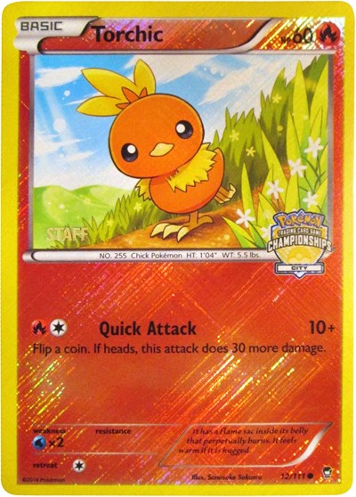 PR: Torchic - 12/111 (City Championships) [Staff] (Reverse Holofoil)