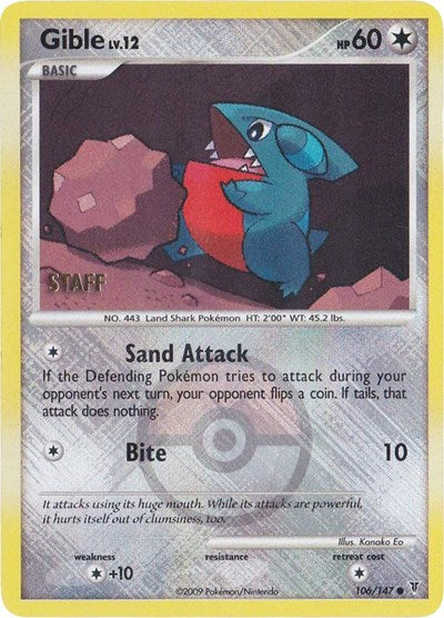PR: Gible - 106/147 (Championship Promo) [Staff] (Reverse Holofoil)