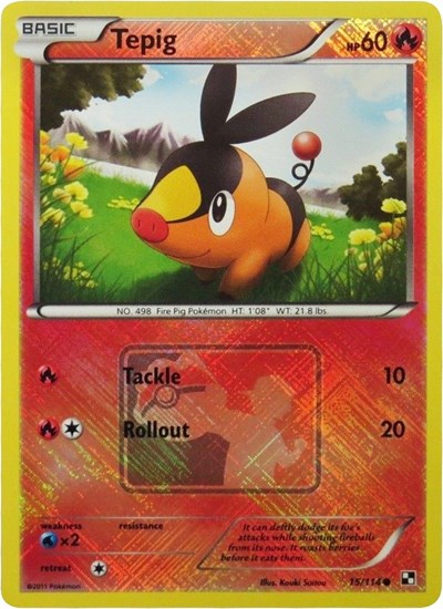 PR: Tepig - 15/114 (League Promo) (Reverse Holofoil)