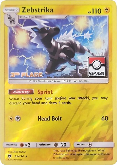 PR: Zebstrika - 82/214 (League Challenge) [3rd Place] (Reverse Holofoil)
