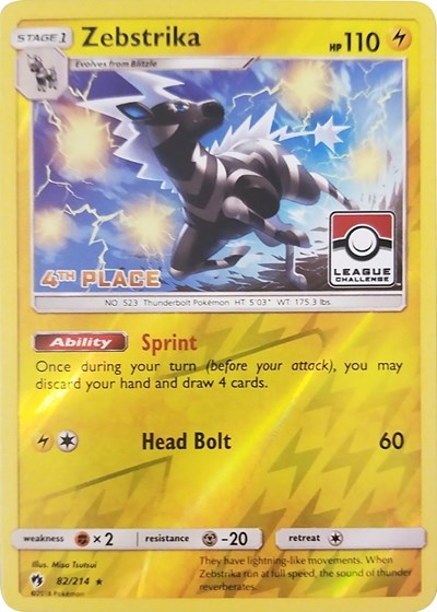 PR: Zebstrika - 82/214 (League Challenge) [4th Place] (Reverse Holofoil)
