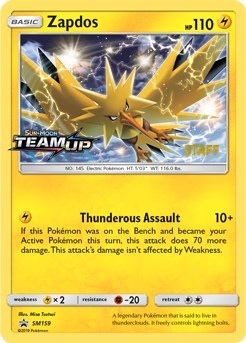 SMP: Zapdos - SM159 (Prerelease) [Staff] (Holofoil)