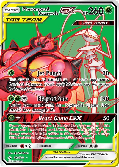 SM10: Pheromosa & Buzzwole GX (191) (Full Art) (Holofoil)