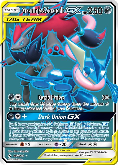 SM10: Greninja & Zoroark GX (200) (Full Art) (Holofoil)