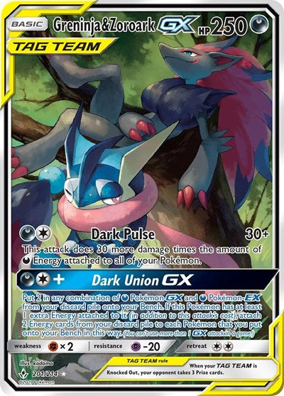 SM10: Greninja & Zoroark GX (201) (Alternate Full Art) (Holofoil)