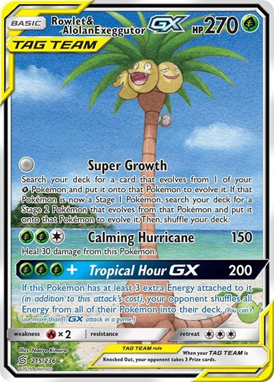 SM11: Rowlet & Alolan Exeggutor GX (Alternate Full Art) (Holofoil)