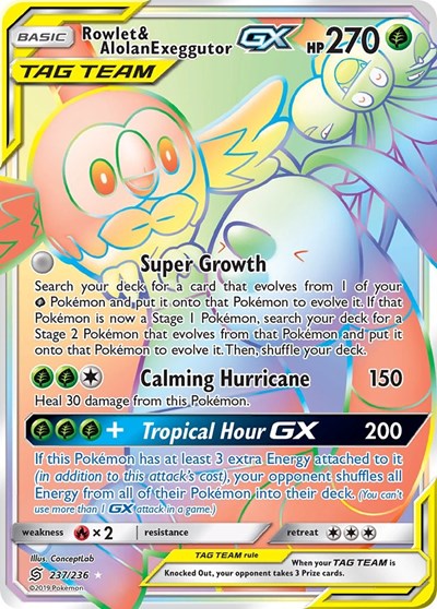 SM11: Rowlet & Alolan Exeggutor GX (Secret) (Holofoil)