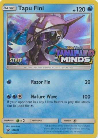 SMP: Tapu Fini - SM203 (Prerelease) [Staff] (Holofoil)