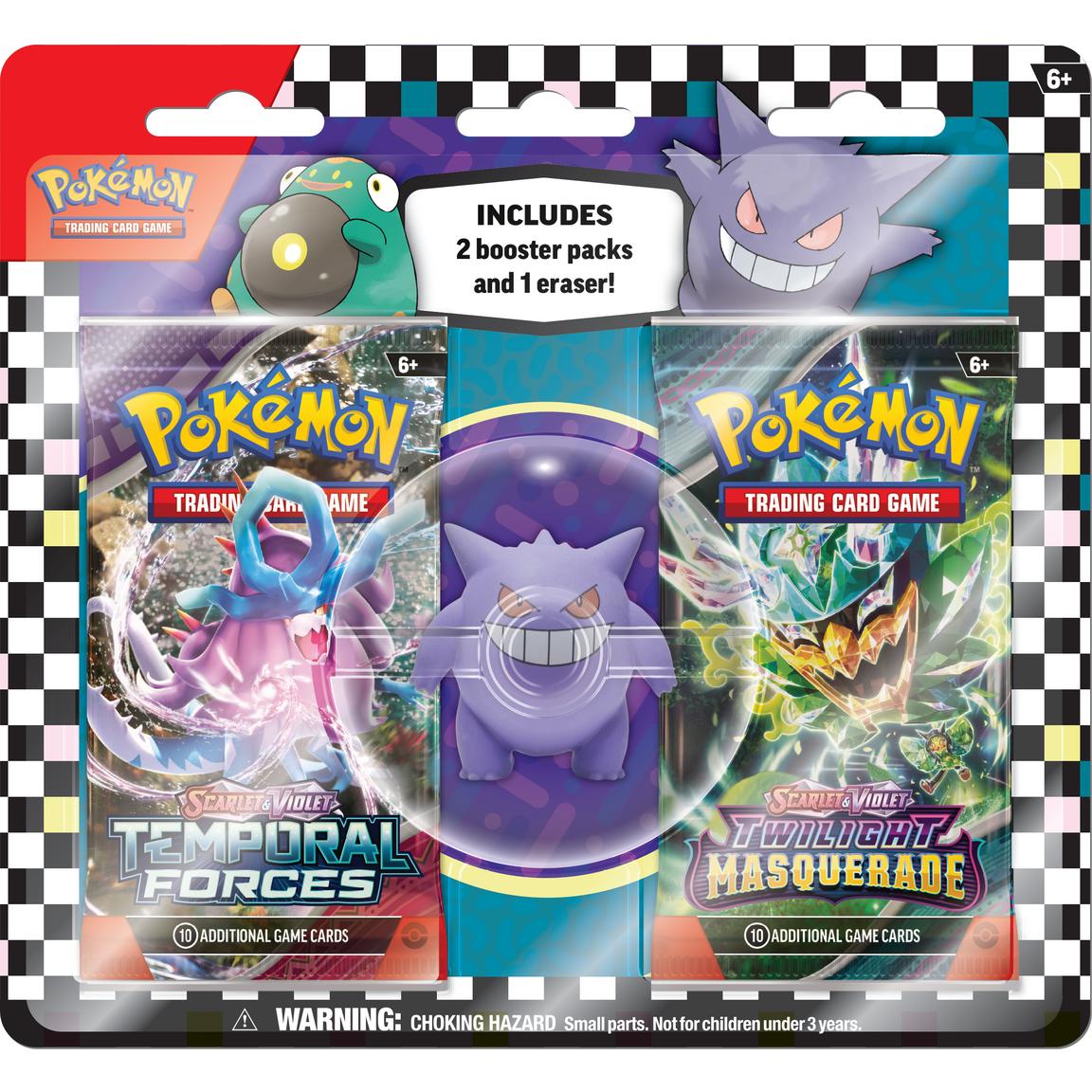 Pokemon 2024: Back to School Eraser & 2 Booster Packs