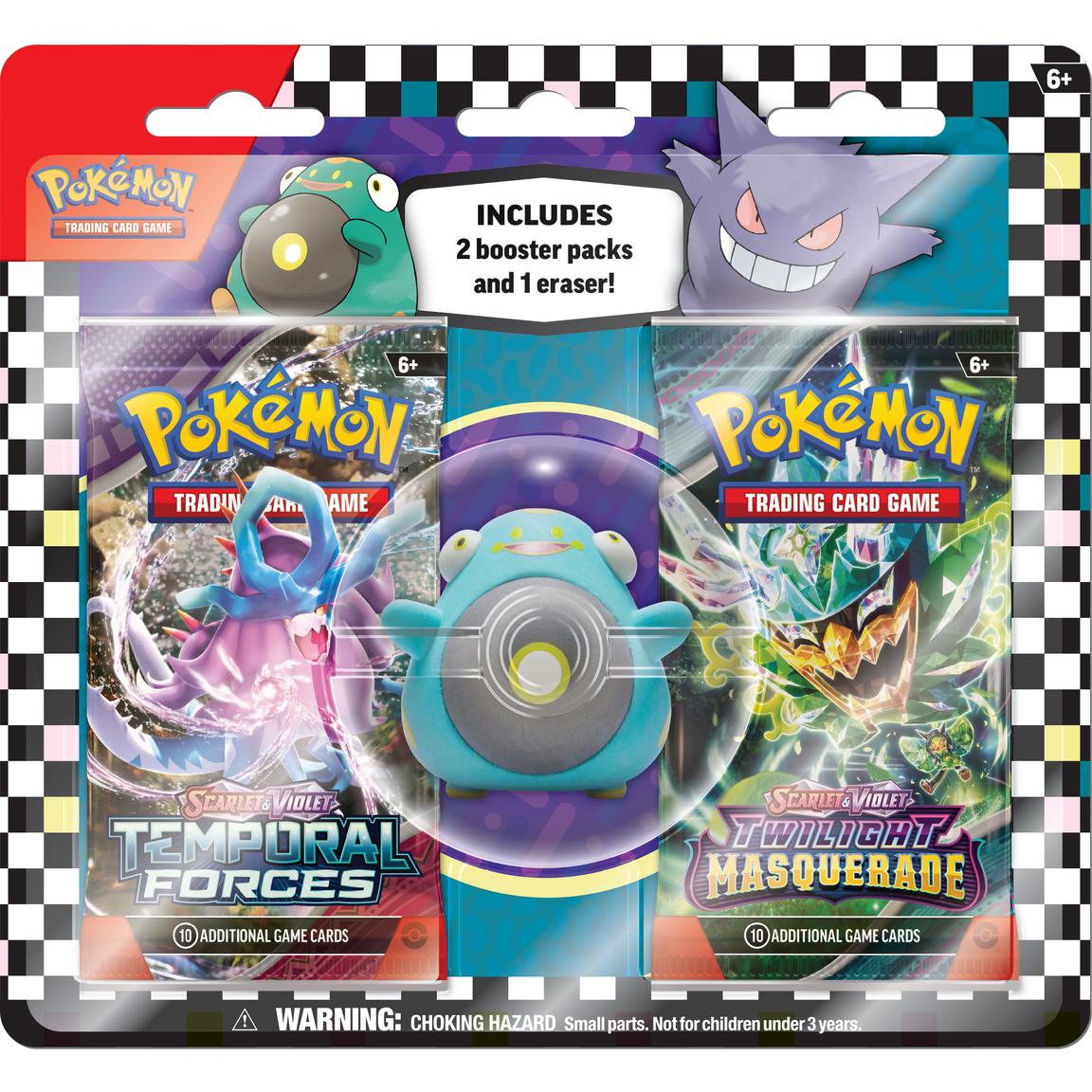 Pokemon 2024: Back to School Eraser & 2 Booster Packs